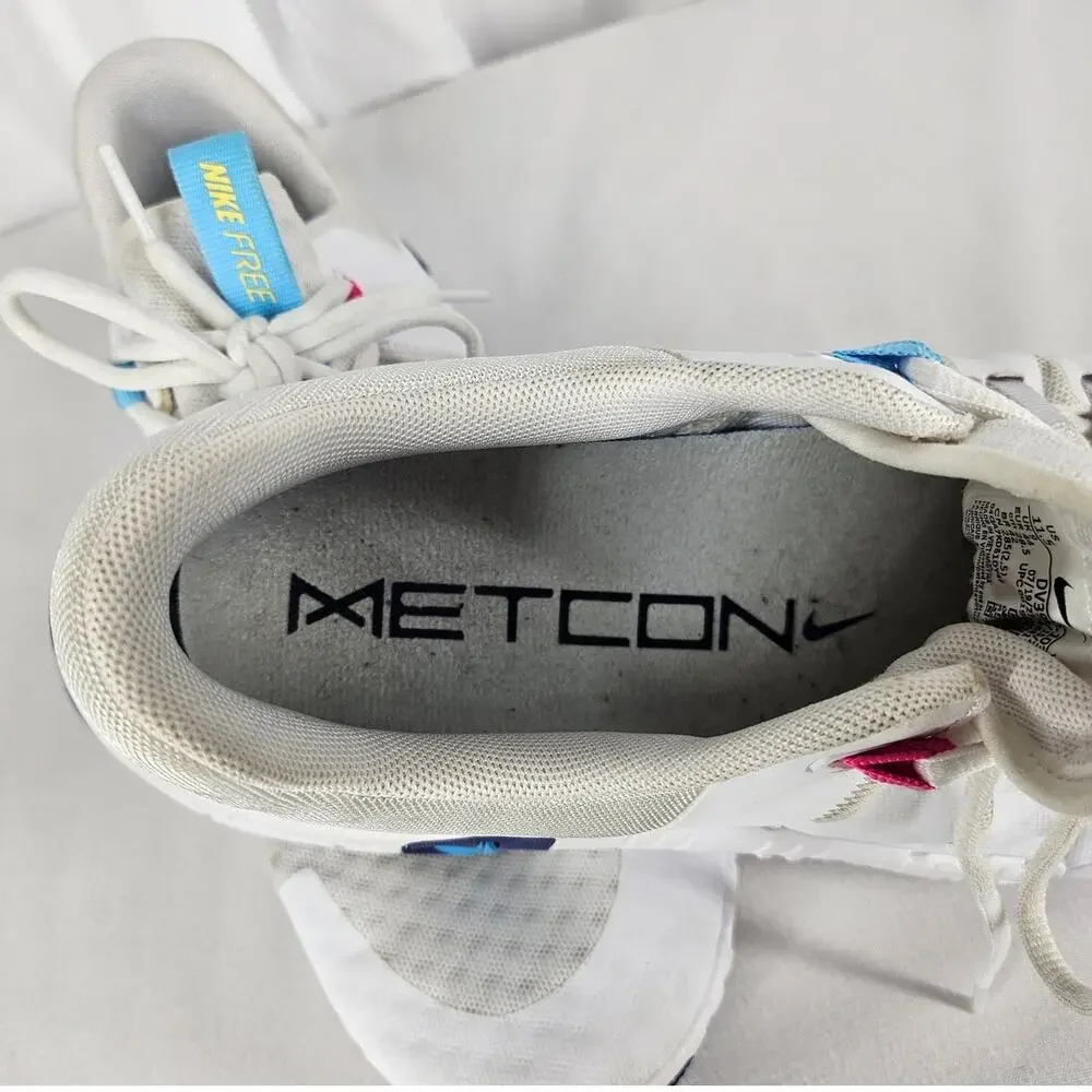 NIKE FREE METCON 5 WHITE AQUARIUS BLUE WORKOUT SHOES - WOMEN'S SIZE 11.5